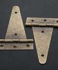 Close-up of 4 Pcs Flat T Hinges With Screws For Barn Gates, Wooden Boxes, Cabinet Doors And Windows, Vintage Decoration Hinge