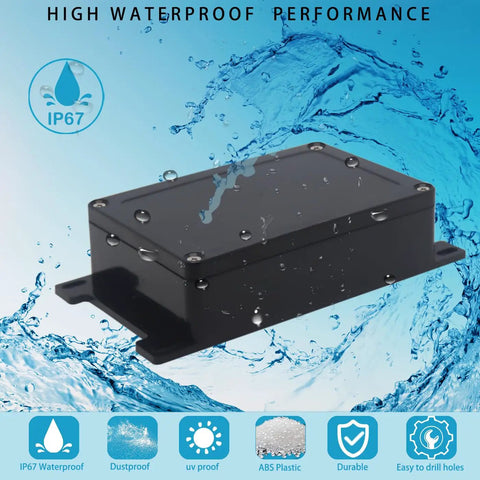 Watertight IP67 Junction Box for DIY Electrical Projects, Tough-As-Nails ABS Plastic Enclosure with Wall Mount Ears