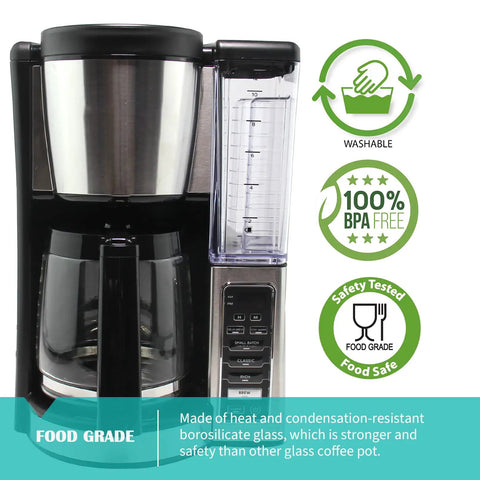 Replacement Glass Carafe For Ninja Coffee Maker 12 Cup Fits CE251 CE201 CE201C CE200 CE200C Model XGLSLID200 in coffee maker