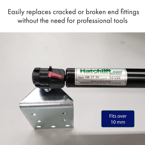 Quick Release Gas Strut End Fittings For 10mm Ball Stud No Tools Needed Replacement End Fitting For Socket Gas Springs Easy Disconnect And Reconnect Extends Gas Spring Life 2 Pack, 10 mm fit