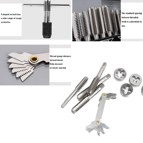Tap And Die Set With Storage Case For Quick Threading And Rethreading Internal And External Threads Metric And SAE M3 To M12
