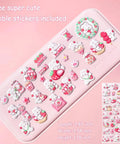 Pink Kawaii Stationery Set 9 Plus 1 Piece Kit With Cat Paw Design, sticker sheet with cute cat paw decals on pink surface