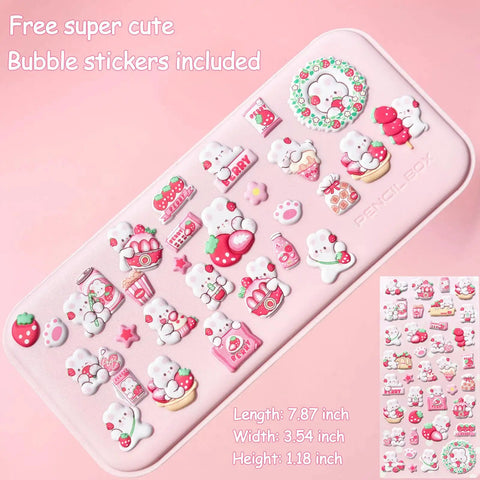 Pink Kawaii Stationery Set 9 Plus 1 Piece Kit With Cat Paw Design, sticker sheet with cute cat paw decals on pink surface