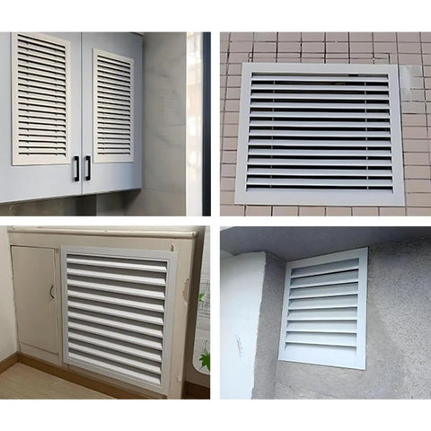 Heavy Duty Aluminum Louvered Vent For Cabinets Rock Solid Heat Dissipation Access Panel With Sleek Waterproof Finish Smooth Six By Fourteen Inch Airflow Cover Built Tough installed in various cabinetry and wall surfaces.