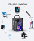 Massive Portable Bluetooth Speaker With Subwoofer And Light Show Wireless Stereo Four Point Two FM Radio LED Lights Equalizer