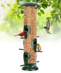 Six Port Metal Bird Feeder For Outdoors Real Sturdy Tube Style Design Heavy Duty Squirrel Proof Lid Weather Resistant