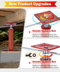 Beefy 4 Pack Adjustable House Jacks For Leveling 11 To 16 Inch Height Range 8820 Lbs Capacity Per Jack Galvanized Telescoping Support Jacks For Crawlspace And Basement, showcasing upgraded rotatable top and installation under floor beam.