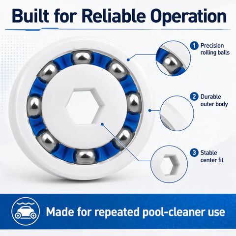 8-Pack Wheel Ball Bearings Replacement for 9-100-1108 Pool Cleaner Wheel Assemblies showing inner components and features