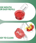 Wide mouth two 2-ounce reservoirs for easy refill and cleaning, part of Window Hummingbird Feeder With Strong Suction Cups