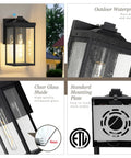 Two Pack Dusk To Dawn Sensor Outdoor Wall Lights, White Aluminum Sconce With Seed Glass, Waterproof Design Details