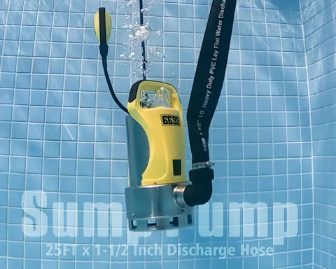 Beast 1.5HP Submersible Sump Pump Kit With 25Ft Backwash Hose Up To 6500 GPH Drains Water From Pool Basement Sump Pit Garden Pond