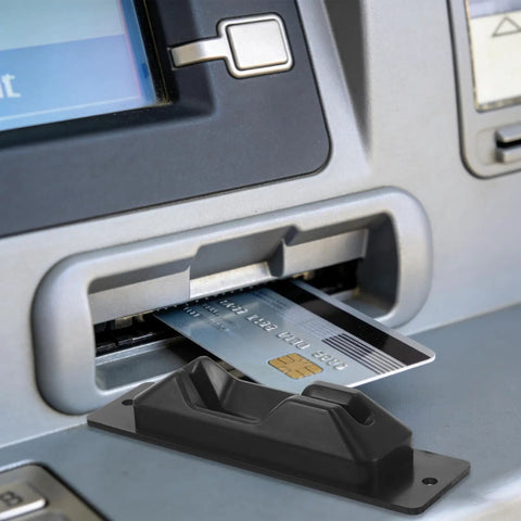 ATM Card Slot Replacement Part For Bank Teller Machines Pro Grade ABS Material Precision Exit Path High Security Easy Install Seamless Card In And Out Low Maintenance Card Dispenser Upgrade, black ATM card slot with inserted bank card