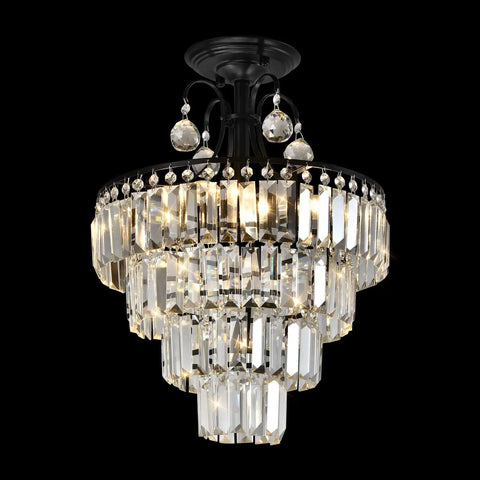 Dope Modern Crystal Chandeliers With 4 Lights And Included Bulbs Chandelier Light Fixture Black Finish 15.75 By 20.5 Inches