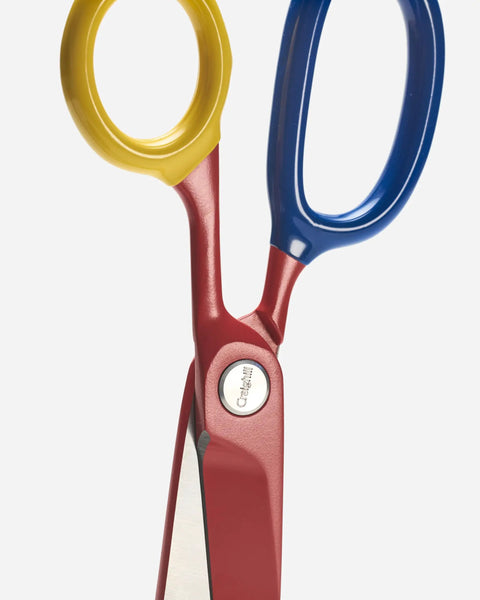 Chroma Scissors 8.5 Inch Heavy Duty Stainless Steel All Purpose Shears For Office Craft And Home Use With Ultra Sharp Blade And Ergonomic Comfort Grip Handles In Bold Red Color For Smooth Cutting And Everyday DIY Ready Workhorse, close-up