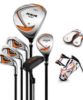 Junior Golf Club Set for Right Handed Players: 9 Piece Beginner Kit With Driver, Hybrid, Irons 7 9 Sand Wedge, Putter, Stand Bag