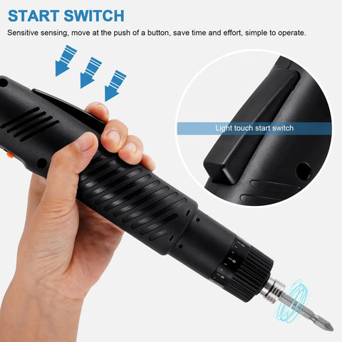 Electric Screwdriver Set With Adjustable Torque Ergonomic Anti Slip Grip And 6.35mm Bit Holder in user's hand