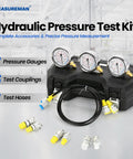 Hydraulic Test Gauge Kit With Three Gauges 0 To 250 Bar 0 To 400 Bar 0 To 600 Bar, Six Test Couplings, Two Hoses in case