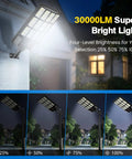 Heavy Duty 4 Pack Solar Street Lights Outdoor Waterproof Rock Solid Motion Sensor Floodlights With Dusk To Dawn And Remote Control at 100% brightness.