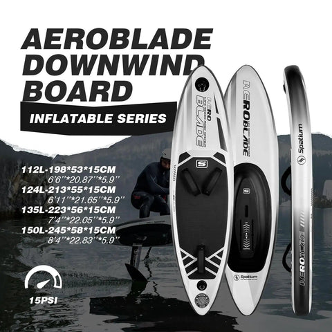 Inflatable Downwind Surfing SUP 135L AeroBlade Edition Unpowered With Fiberglass Paddle And Foil Versatile Water Sports Board