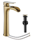 Chrome Vessel Sink Faucet Tall Single Hole Single Handle Waterfall Bathroom Faucet With Pop Up Drain Easy Install For Bowl Sinks No Fuss Upgrade That Holds Up Great, brushed gold finish vessel faucet with hoses and pop-up drain