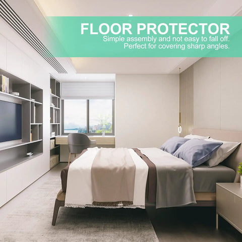 Bedroom with furniture featuring L Shape Black Rubber Furniture Leg Caps Set For Tables And Shelves Floor Protectors To Stop Scratches And Keep Floors Quiet
