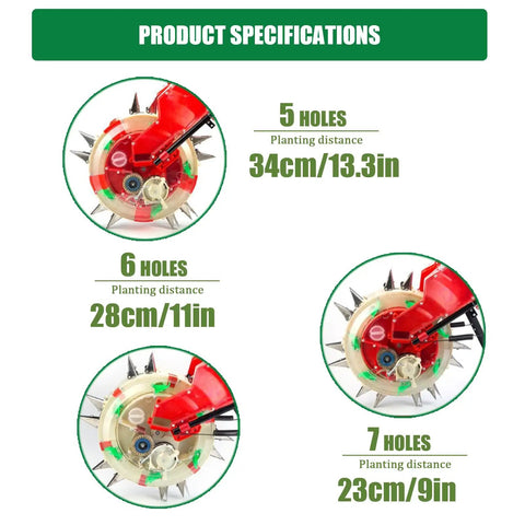 Walk Behind Seed Planter With Integrated Fertilizer Applicator Six Hole Row Crop Seeder planting hole specifications diagram
