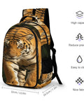 Wild Rock Tiger Printed Backpack for Men and Women, Large Capacity Daypack with detailed tiger print, durable polyester, 42cm height.