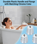 Woman in bathtub next to 3 Handle Tub And Shower Trim Kit For Price Pfister Verve Faucets Upgrade Your Bath With Stems in Chrome