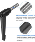 Close-up of 4 Pack Clamping Lever Handles M12 X 40Mm With 304 Stainless Steel Threaded Male Studs Adjustable Locking Quick Release