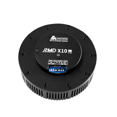 Top Tier Brushless Dc Servo Motor With Dual Encoders And Mcx500 Driver viewed from top, compact black design with control connections.