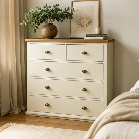 Wooden dresser with 10 Pack Oval Cabinet Knobs Matte Black Finish Zinc Alloy Durable Hardware For Kitchen Cabinets Dressers.