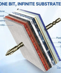 Side view of five-piece four-flute twist drill bit set, 6/6/8/10/12mm, for tile to concrete