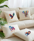 Colorful Animal Iron On Transfers Set 10 Heat Transfer Stickers For T Shirts Hoodies Jackets And DIY Clothing DTF Ready To Press Includes Lions Tigers Wolves Eagles And More on pillows