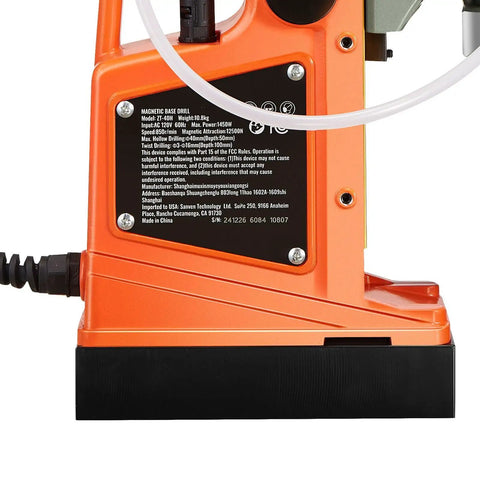 Heavy Duty Magnetic Drill Press Featuring Killer 1450W Copper Motor And Rock Solid 2810 LB Anchor On Steel Plates with power cord view.
