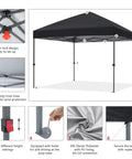 Pop Up Canopy Shelter For Outdoor Patio, Easy One Person Setup In Minutes, Heavy Duty Frame, Portable 10x10 Ft Tent with features
