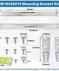 All In One 24 Inch Dishwasher Mounting Bracket Kit With Column Level For Granite And Quartz Countertops Includes Screws And Hardware For Precise Alignment And Easy Installation, showing bracket dimensions and components.