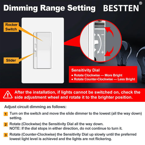 Image showing Dead Smooth 0-10V Dimmer Switch with rocker switch and slider for easy light adjustment and control.