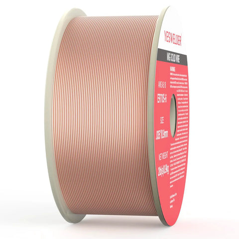 ER70S-6 MIG Wire For Mild Steel, 0.035 Inch Diameter, 2 Pound Spool, Pro-Grade ABS Plastic Core with label visible