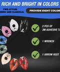 Pro Grade Magnetic Recurve Bow Arrow Rest And Plunger Set showing eight colorful arrow rests with accessory details.