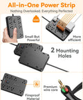 Beefed-Up Surge Protector Power Strip With Eight Outlets And Six USB Ports Including Two USB C Ports 1850W 15A 6FT Flat Plug Extension Cord ETL Listed For Home Office Dorm Room Black, black compact strip