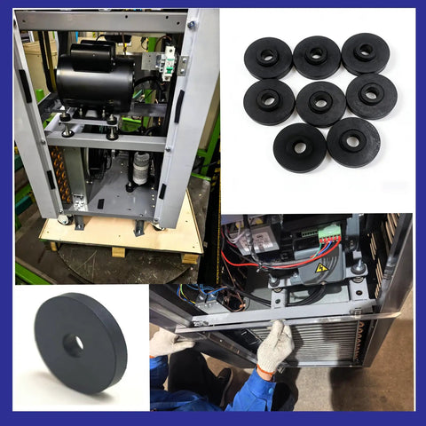 Tough As Nails Natural Rubber Motor Mounts 8 Pack shown installed on equipment with smooth vibration dampening pads.