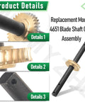 Replacement Tiller Shaft Tine Assembly Model 4651 for FG100 Tiller Cultivator, showing metal gear set and installation detail.