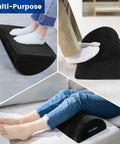 Under Desk Foot Rest With Soft Foam And Washable Removable Cover For Home Office And Car Use, Ergonomic Foot Stool shown in various uses