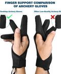 Dope Three Finger Archery Gloves Leather Shooting Protector comparison showing finger support and non-slip tips