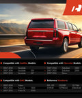 Rear Hatch Button For Liftgate Window Release Switch Replacement Drop In Fit For GM SUVs 2007 To 2014 Suburban 1500 2500 Tahoe Yukon Escalade Cadillac 15798062 22863048 infographic showing compatibility with models.