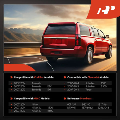 Rear Hatch Button For Liftgate Window Release Switch Replacement Drop In Fit For GM SUVs 2007 To 2014 Suburban 1500 2500 Tahoe Yukon Escalade Cadillac 15798062 22863048 infographic showing compatibility with models.