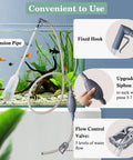 3-in-1 Aquarium Vacuum Gravel Cleaner With Adjustable Siphon For Easy Waste Removal Water Change And Sand Washing In One Kit Includes Hand Siphon Hose And Extension Tube For Low Water Level Maintenance, aquarium siphon with extension pipe and flow valve