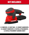 Corded Mouse Detail Sander For Woodworking With 14,000 OPM Includes Two Attachments Sandpaper Sheets And Dust Bag Ergonomic Rubber Grip
