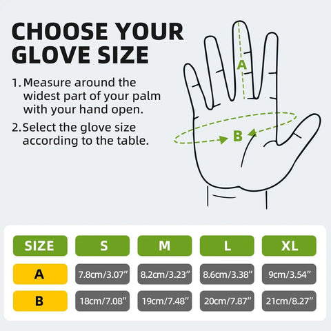 Illustration showing glove sizing guide for Six Pairs Heavy Duty Safety Work Gloves With ANSI Level 6 Abrasion Resistance And ANSI A2 Cut Resistant Grip.