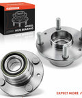 Two Pack Rear Wheel Bearing And Hub Assembly For 4 Lug Vehicles Compatible With Ford Escort Mercury Tracer Mazda Protege MX3 And 323 Models From 1989 To 2003, showing front and side view with packaging